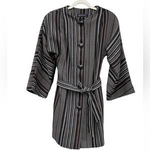 Anne Klein Wool Blend Striped short trench coat size M